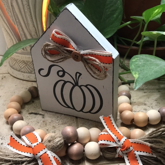 Handcrafted Farmhouse Wood Bead Garland & Fall or Halloween Décor - Picture 2 of 4